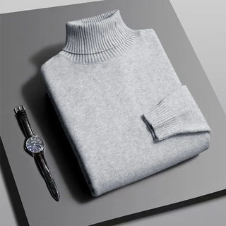 Autumn Mens High Quality Knitted Turtleneck Sweater Slim Fit Long Sleeve Anti-pilling Pullover Solid Color Trend Men Streetwea