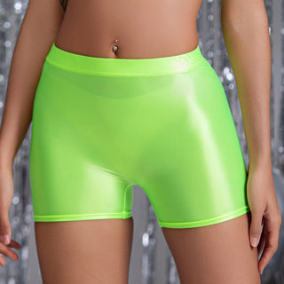 No Bra Pad Glossy Thin See Through Women 2 Pieces Sets Sexy Party Club Tank Top Shorts Set
