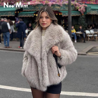 New Fashion Fluffy Fur Coat