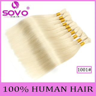 SOVO Brazilian Bulk Hair For Braiding Remy Hair Human Hair Bundles Bone Straight No Weft Natural Braiding Hair Extensions Weaves
