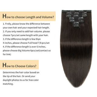 Clip in Human Hair Real Natural  Hair Extension Double Weft Full Head 7PCS Clip Ins For Add Volume Shipping from US