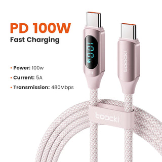 Toocki Type C to Type C Cable 100W PD Fast Charging Charger USB C to USB C Display Cable For Xiaomi POCO F3 Realme Macbook iPad