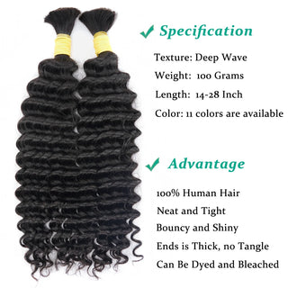 Deep Curly Bulk Human Hair Deep Wave for Boho Braids No Weft Brazilian Virgin  Bulk Human Hair for Braiding 14 To 28 Inch