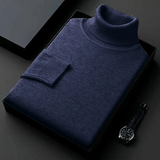 Autumn Mens High Quality Knitted Turtleneck Sweater Slim Fit Long Sleeve Anti-pilling Pullover Solid Color Trend Men Streetwea
