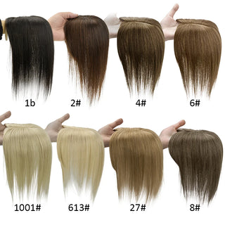 7x11cm Women Toupee Human Hair Wigs Straight Silk Base Women Topper Brazilian Real Natural Human Hair System Clip in Hairpiece