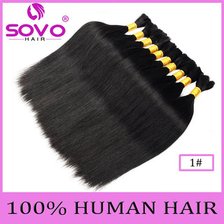 SOVO Brazilian Bulk Hair For Braiding Remy Hair Human Hair Bundles Bone Straight No Weft Natural Braiding Hair Extensions Weaves